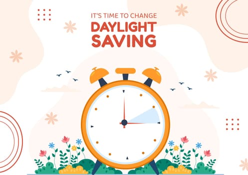 Daylight Savings Time Background Template Hand Drawn Cartoon Flat Illustration