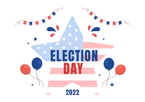 Election Day Political Hand Drawn Cartoon Flat Illustration with Voters Casting Ballots at Polling Place in United States Suitable for Poster or Campaign