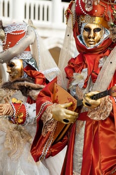 VENICE, ITALY - Febrary 5 2018: The masks of the Venice carnival 2018.
