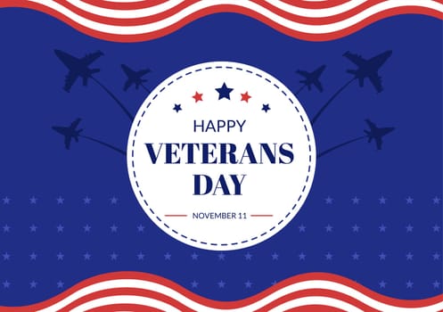Veterans Day on November 11 Template Hand Drawn Cartoon Flat Illustration with USA Flag and Army to Honoring All Who Served