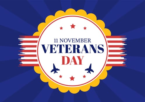 Veterans Day on November 11 Template Hand Drawn Cartoon Flat Illustration with USA Flag and Army to Honoring All Who Served
