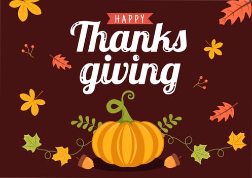 Happy Thanksgiving Celebration Template Hand Drawn Cartoon Flat Illustration with Turkey, Leaves, Chicken or Pumpkin Design