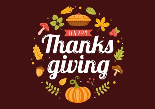 Happy Thanksgiving Celebration Template Hand Drawn Cartoon Flat Illustration with Turkey, Leaves, Chicken or Pumpkin Design