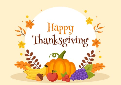 Happy Thanksgiving Celebration Template Hand Drawn Cartoon Flat Illustration with Turkey, Leaves, Chicken or Pumpkin Design