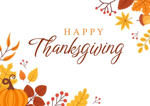 Happy Thanksgiving Celebration Template Hand Drawn Cartoon Flat Illustration with Turkey, Leaves, Chicken or Pumpkin Design