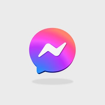 Messenger Logo 3D Shape Isolated on Flat Gray Background with Shadow 3D Illustration