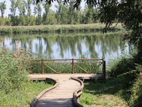 wooden path bound for the river safe walk
