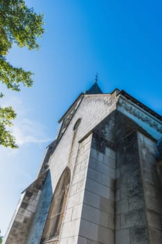 Church of Saint Hilaire de Châteauvieux under a blue sky in Châteauvieux in the Loir-et-Cher
