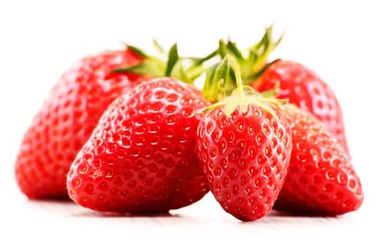 Fresh organic strawberries isolated on white background.