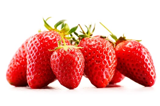 Fresh organic strawberries isolated on white background.