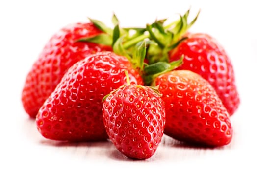 Fresh organic strawberries isolated on white background.