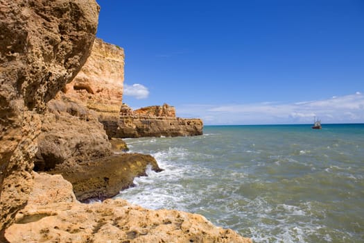 rocky coast of algarve, the south of portugal