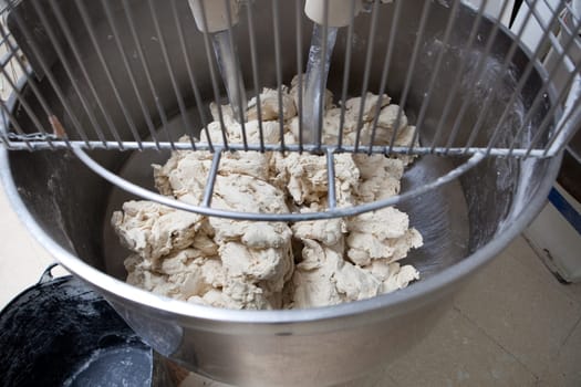 Food processor to kneading dough for bread. Manufacturing process of spanish bread