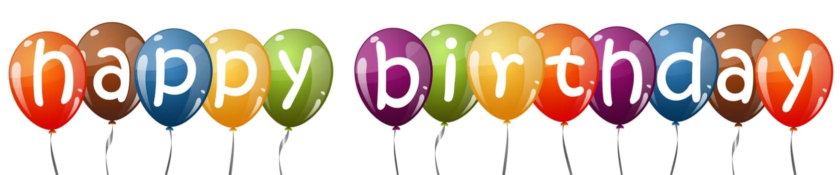 many multi colored flying balloons with text HAPPY BIRTHDAY