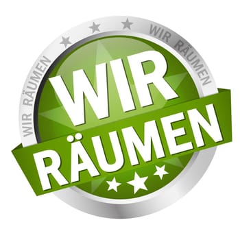 round button with banner and text We rooms