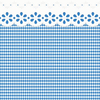 Oktoberfest background with blue-white checkered pattern and tissue ribbon