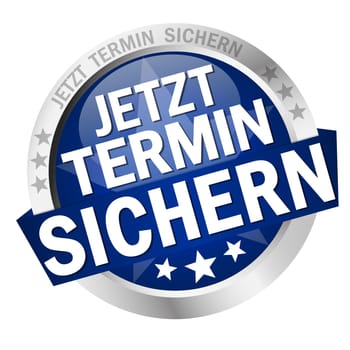 blue button with banner and text now save appointment