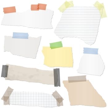 collection of different colored scraps of papers with adhesive strips