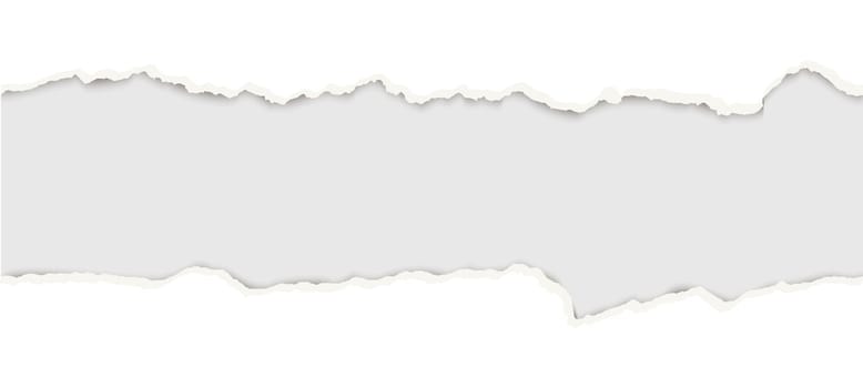 upper and lower part of ripped open paper colored white