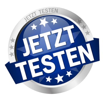 blue button with banner and text Test Now