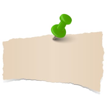 brown colored scrap of paper with pin needle