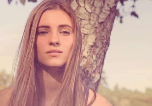 young casual beautiful girl outdoors portrait