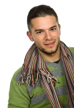 studio picture of a young man dressed for winter