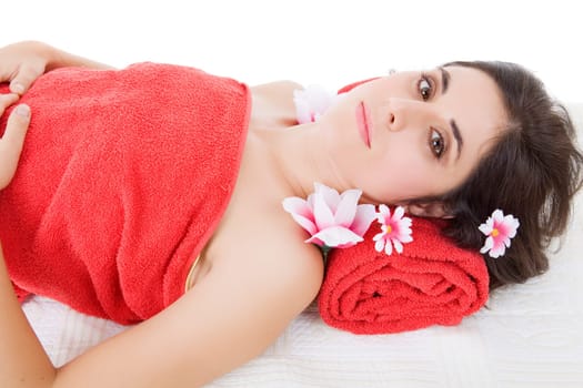 beautiful young woman getting spa treatment