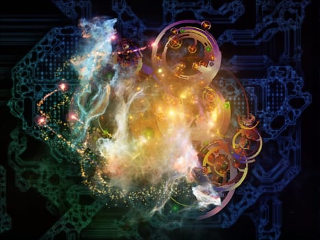 Waves of Technology series. Artistic background made of lights, fractal and technological elements for use with projects on science, philosophy, metaphysics and modern technology