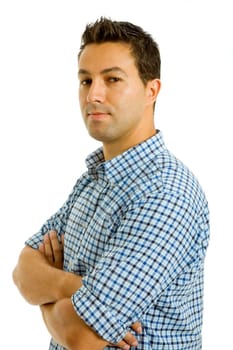 young casual man portrait, isolated on white