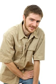 young casual man portrait, isolated on white