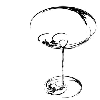 Icons glass Wine glasses,  brandy, whiskey and martinis silhouette on a white background