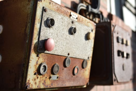 Buttons on an operating panel of a machine