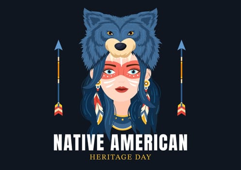 Native American Heritage Day Template Hand Drawn Cartoon Flat Illustration to Recognize the Achievements and Contributions of Tribal Indian Culture