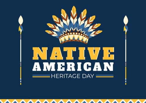 Native American Heritage Day Template Hand Drawn Cartoon Flat Illustration to Recognize the Achievements and Contributions of Tribal Indian Culture