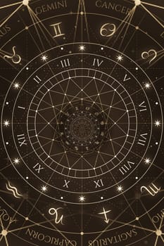 Abstract old conceptual background on mysticism, astrology, fantasy - black