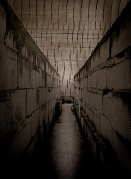 Labyrinth perspective for concept of claustrophobia and claustrophobic people