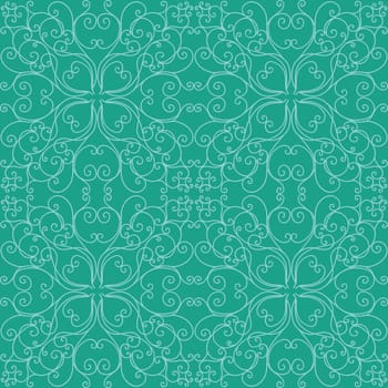 Baroque geometric ornament. Expensive seamless pattern for wallpaper on the wall and textiles. Thin elegant lines.sea wave color background