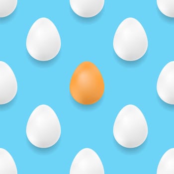 Set of Eggs Seamless Pattern Isolated on White Background.