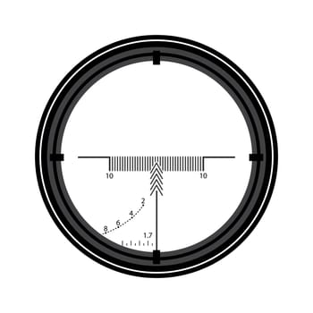 Optic Sight with Glass Isolated on White Background. Rifle or Gun Gadget.