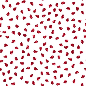 Pomegranate Seamless Pattern Isolated on White Background. Red Fruit and Seeds Texture.