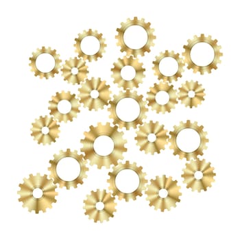 Techno Background with Geometric Gear Wheels Icon. Machinery Logo. Mechanism Cog Concept. Technologic Mechanical Cogwheel Tool. Teamwork Symbol. Part of Transmission.