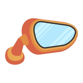 Orange mirror car icon view from inside illustration isolated on white background.