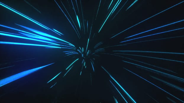 Speed of digital lights tunnel. Computer generated 3d render