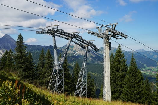 Cable car in the Tyrolean Alps in summer
