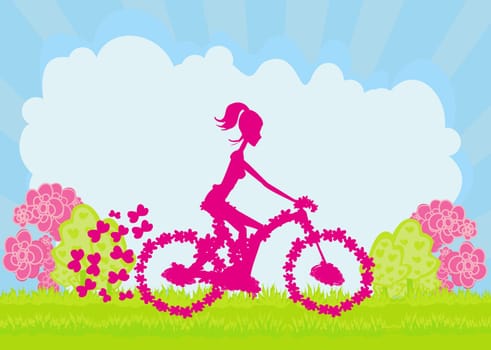 Cycling Poster with silhouette Girl