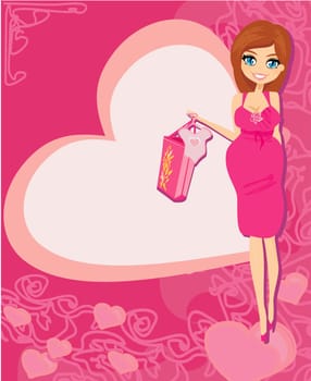 Beautiful pregnant woman on shopping for her new baby