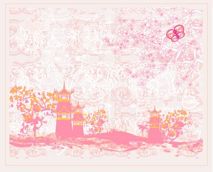 Chinese landscape - abstract ancient buildings
