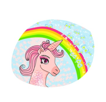 Unicorn with a rainbow vector