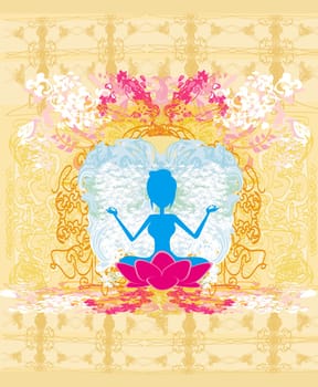 Yoga girl in lotus position